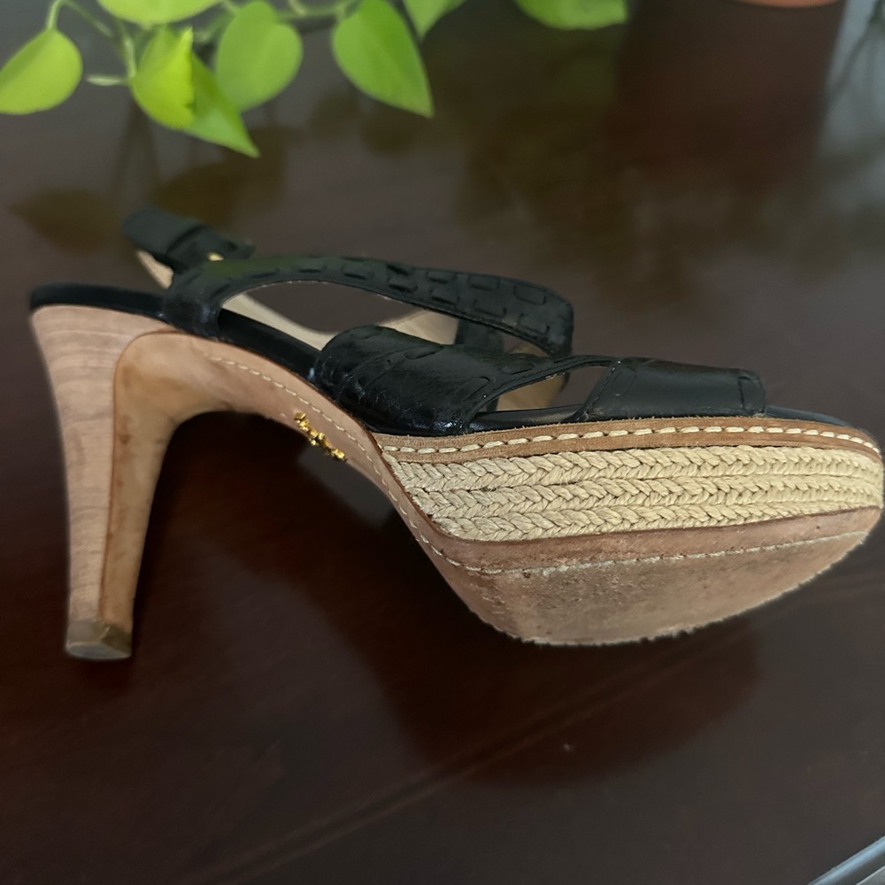 Prada Black Strappy Wedge Heels - Picture 8 of 16